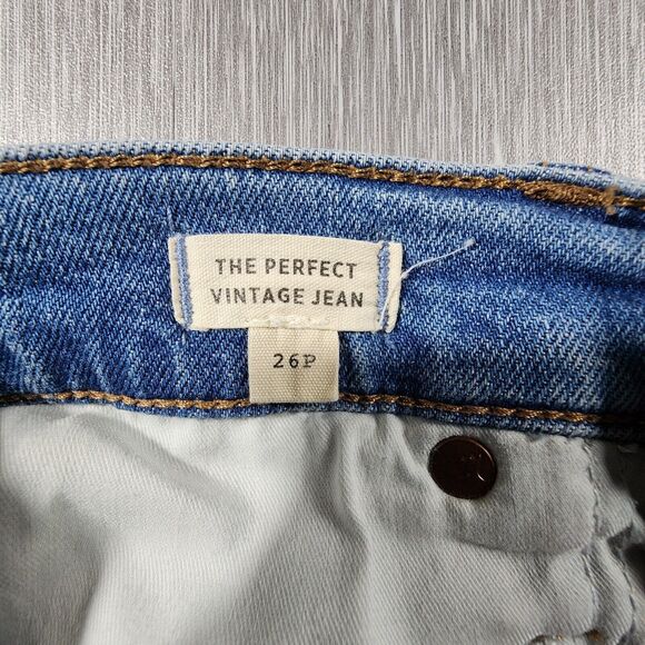 Madewell The Perfect Vintage Jeans Light Blue Wash Size 26p Petite Distressed - Picture 5 of 12